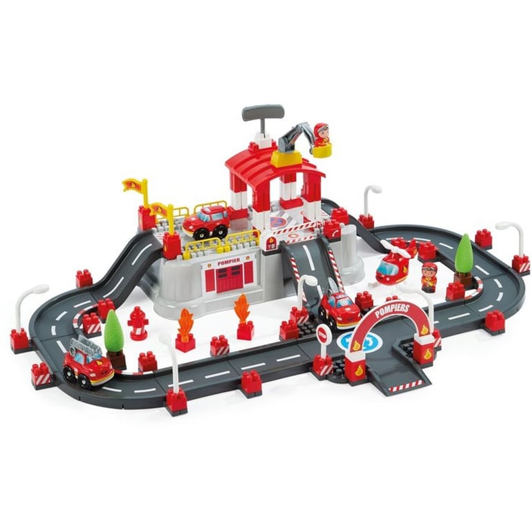 Circuit De Pompiers Abrick Ecoiffier Baril 1349 avec Routes et Accessoires Noir Multicolore