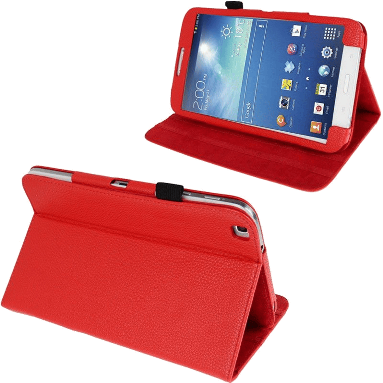Housse Samsung Galaxy Tab 3 Sm T3100 8' Mode Portrait Paysage Simili Cuir Rouge Faux cuir YONIS