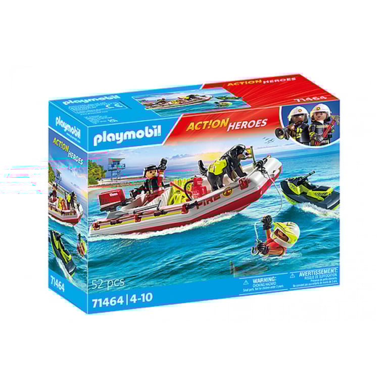 Bateau de Pompier et Scooter des Mers PLAYMOBIL pour Aventures Aquatiques - Neuf