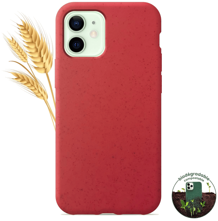 Coque silicone unie compatible Biodégradable Rouge Apple iPhone 12 Mini