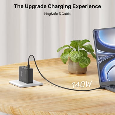 UNITEK C14121BK-2M cable eléctrico Negro MagSafe 3 USB C