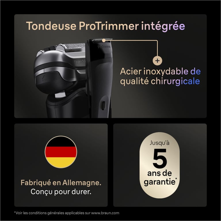 Rasoir électrique BRAUN Series 9 240 V Autonomie 60 min - vue 3