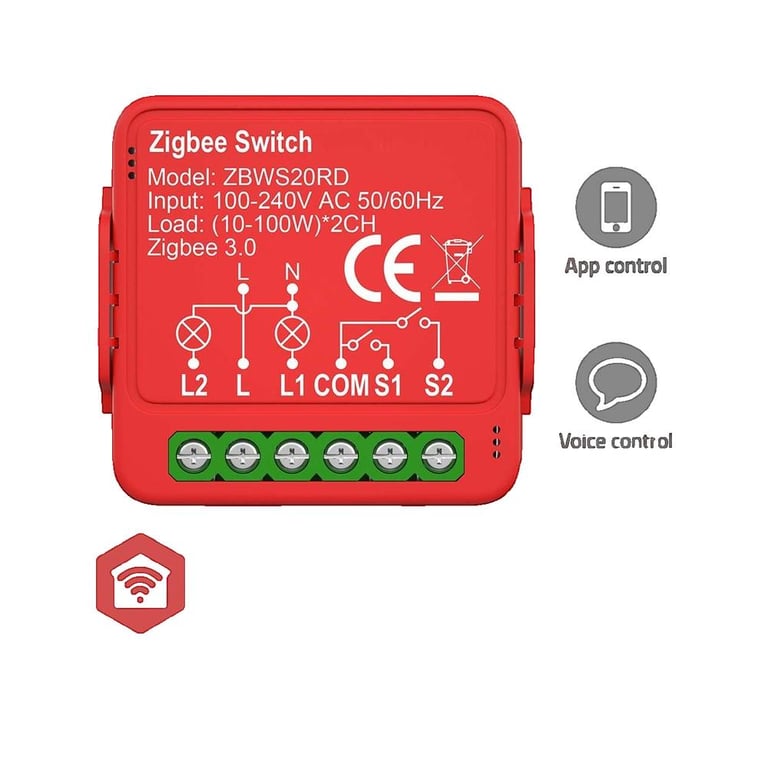 Interrupteur connecté Nedis zbws20rd 2x100W Neuf