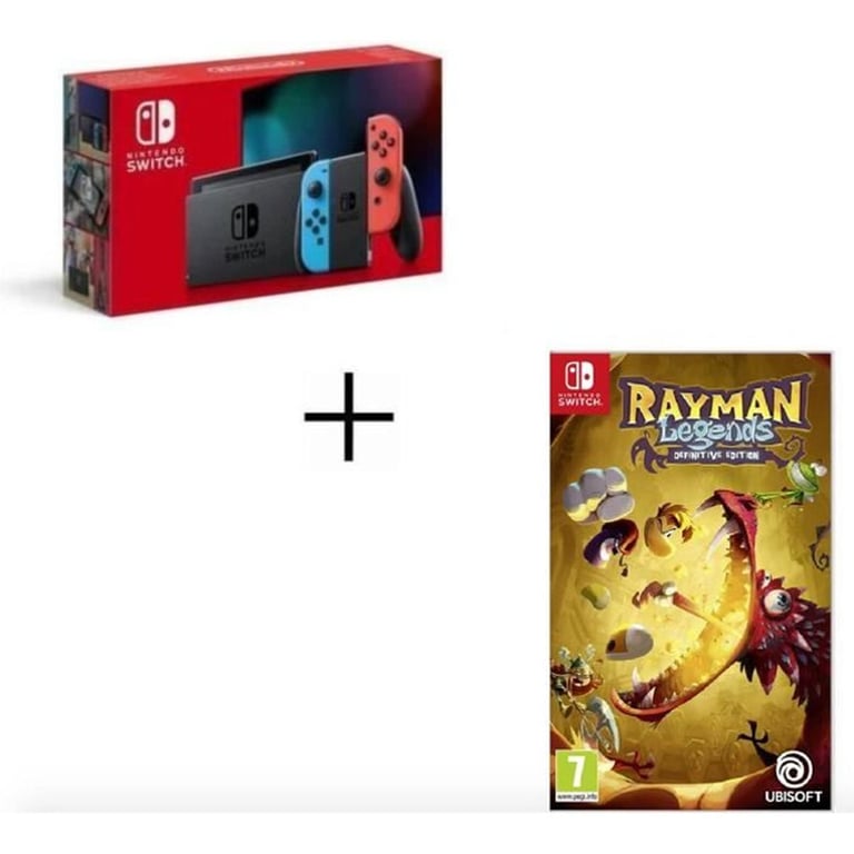 Switch Neon 32GB + Rayman Legends, Rojo, Azul - Nintendo