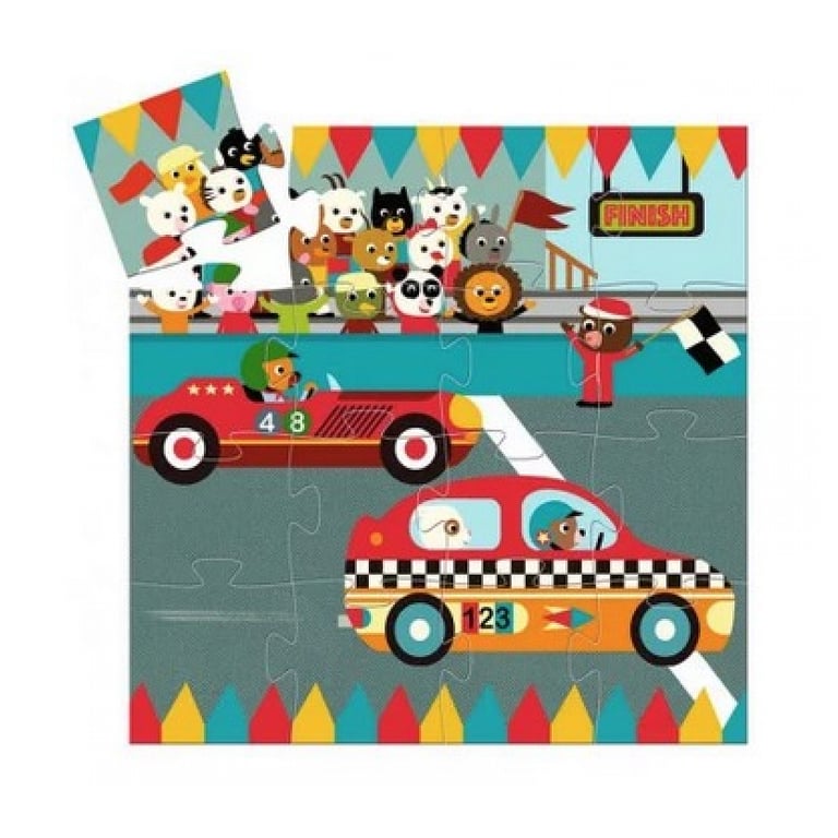 DJECO puzzel racing car 3 jr / 16 stks