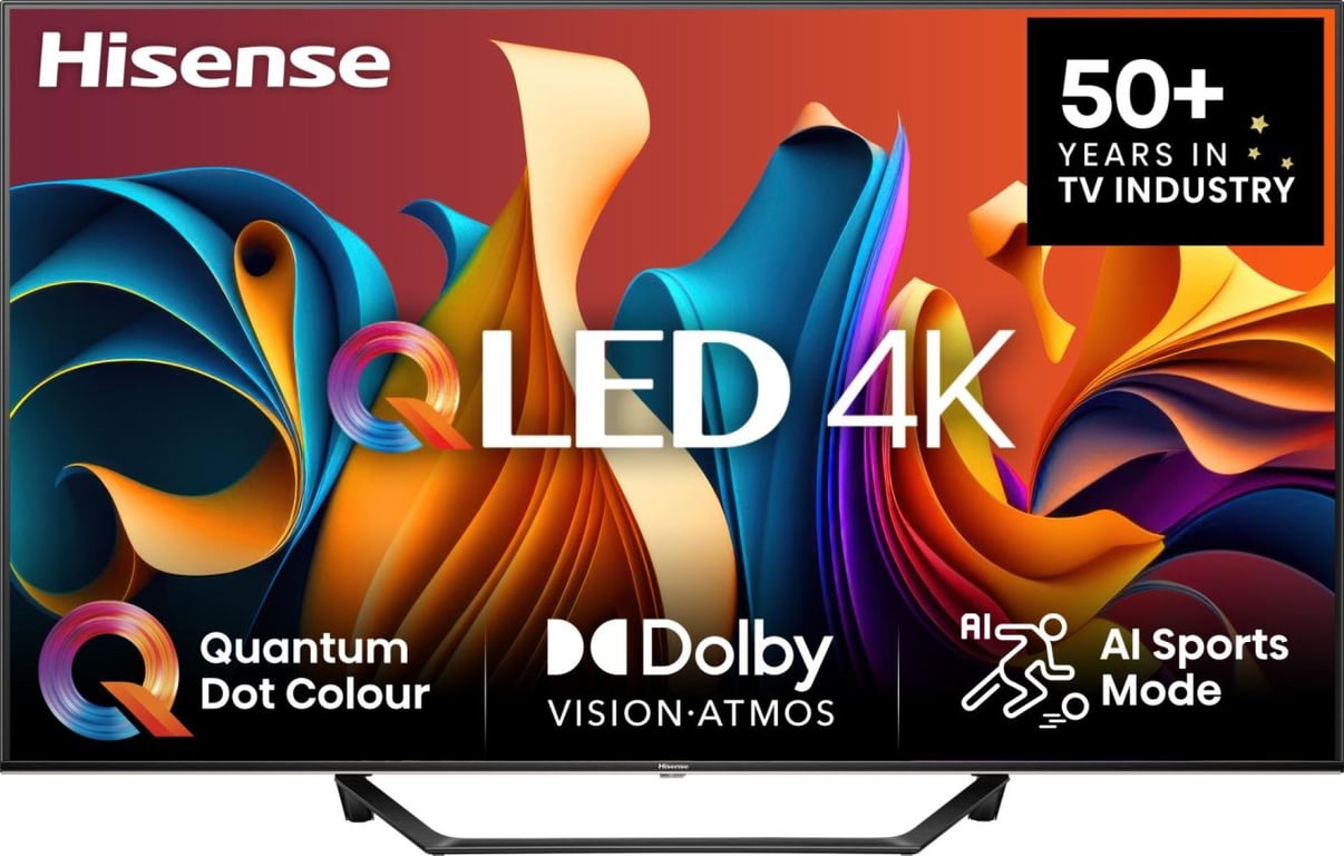 Hisense Smart TV 55 Pouces 55A7NQ QLED 4K UHD Téléviseur Dolby Vision Atmos Mode Sport IA MEMC HDR VIDAA avec Youtube Netflix Disney+ Canal + Commande vocale Alexa