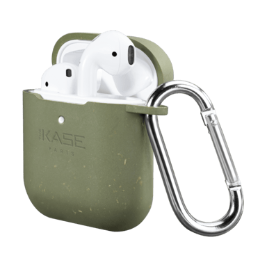 Casco antibacteriano vegano orgánico 100% cero residuos para los AirPods de Apple, verde oliva