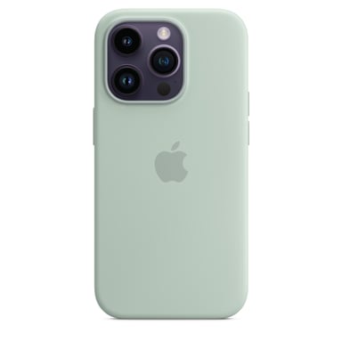 Coque en silicone avec MagSafe pour iPhone 14 Pro Bleu cactus