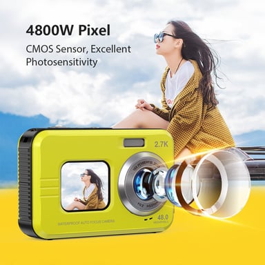 Caméra sous-marine étanche 48MP 4K avec zoom 16x et mise au point automatique Black