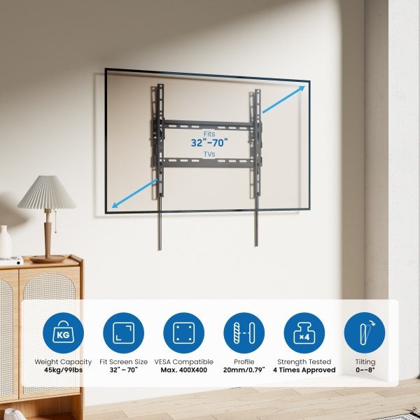 Ewent Ew1507 Support de montage mural pour téléviseur à inclinaison facile 37 70 Neuf - vue 2
