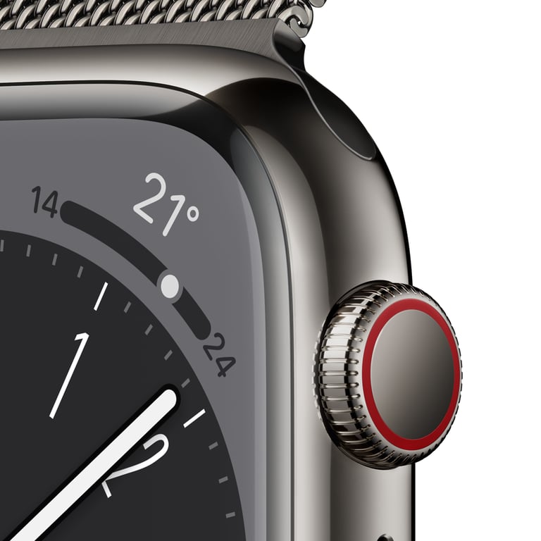 Watch Series 8 OLED 41 mm - Boîtier en Acier inoxydable Graphite - GPS + Cellular - Bracelet Milanais - Graphite