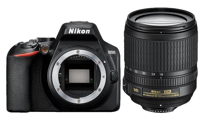 Nikon D3500 + AF-S 18-105 mm 1:3.5-5.6G ED VR Kit d'appareil-photo SLR 24,2 MP CMOS 6000 x 4000 pixels Noir