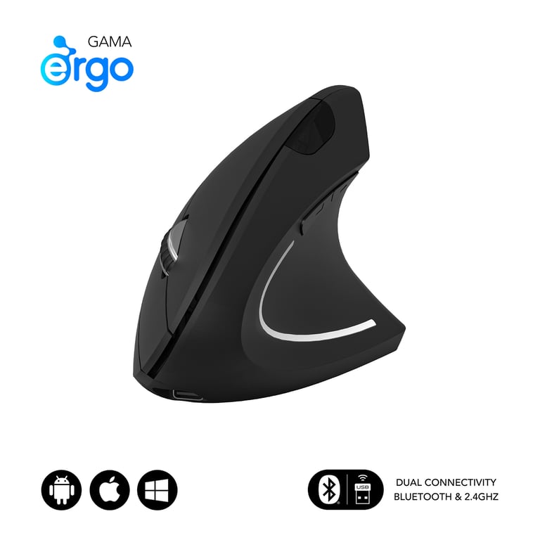 Souris Verticale Subblim Glide Vertical Ergo Dual – Bluetooth + USB 1600 DPI