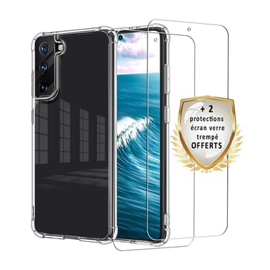 EVETANE Coque Samsung Galaxy S21 5G Antichoc Silicone + 2 Vitres en verre trempé Protection écran