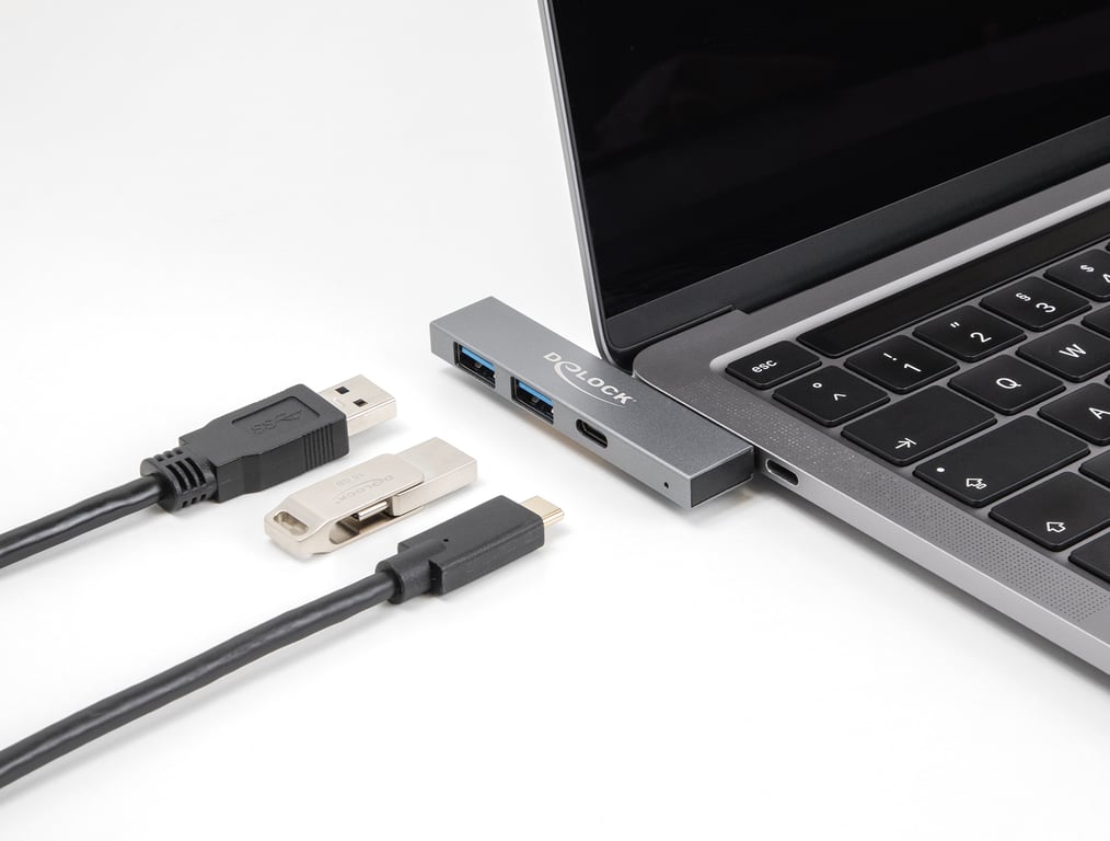 DeLOCK Hub 3 ports Slim USB avec USB Type C vers 1 x USB 5 Gbps USB Type C + 2 x USB 5 Gbps Type A Neuf - vue 2
