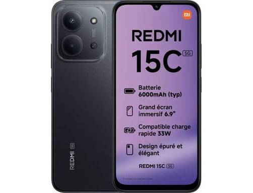 Smartphone Xiaomi Redmi 15C 4GB- 256GB- 6.9'- 5G- Negro