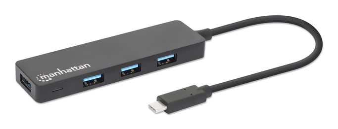 Manhattan Hub/dock USB-C, puertos (4): 4x USB-A, 5 Gbps (USB 3.0), Alimentado por USB (no requiere alimentación externa), equivalente a HB30CM4AB