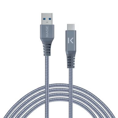 Cable de carga/sincronización trenzado metálico USB 3.1 Gen 2 de carga rápida USB-C a USB-A (1M), Gris sideral