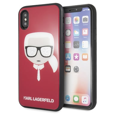 Étui Karl Lagerfeld Iconic Glitter pour iPhone X/Xs, rouge