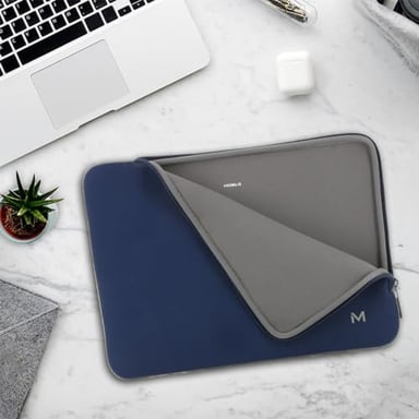 Housse en Néoprène pour Ordinateur Portable 12,5-14'', Pochette Protection PC/Notebook Etui Compatible avec MacBook Air/Pro 13.3'', Bleu Marine/Gris