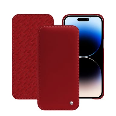 Housse cuir Apple iPhone 15 Pro Max - Rabat horizontal - Rouge - Cuir lisse