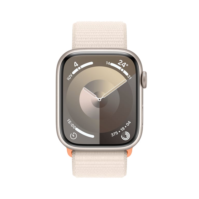 Watch Series 9 GPS, boitier en aluminium de 45 mm avec boucle sport, Beige