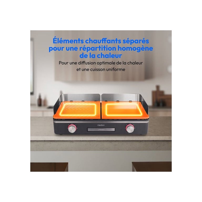 Plancha électrique MEDION MD12027 Double zones de cuisson 521 x 284 x 102cm - vue 3