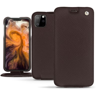 Housse cuir Apple iPhone 11 Pro Max -  - Marron envoûtant ( Pantone #4e3629 ) - Cuir saffiano