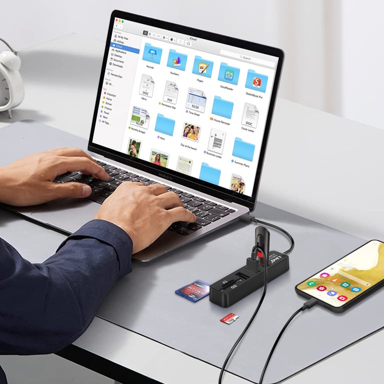 Hub USB C 5 en 1 avec 3 Ports USB et Lecteur Carte SD / Micro SD LinQ Neuf - vue 3