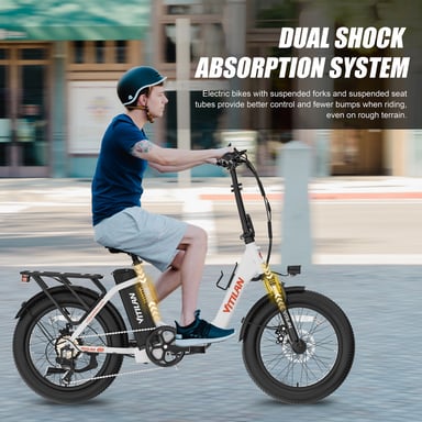 VITILAN U3 Bicicletta elettrica per adulti 20 pollici Fat Tire Ebikes Bicicletta elettrica pieghevole 750W, 48V 13Ah Step Thru E-Bike 7 velocità - Bianco