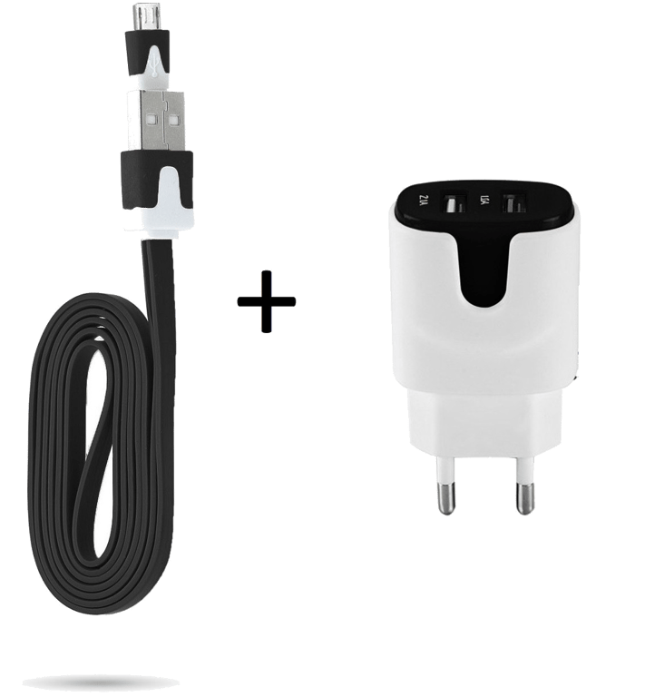 Pack Chargeur pour Manette Playstation 4 PS4 Smartphone Micro USB (Cable Noodle 1m Chargeur + Double