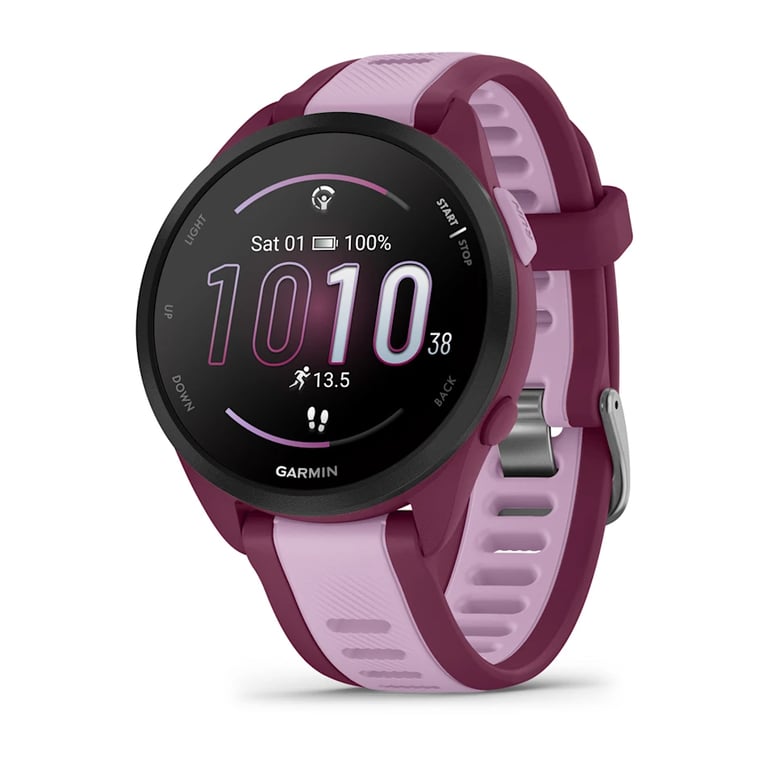 Garmin Forerunner 165 Music 3,05 cm (1.2 ) AMOLED 43 mm Numérique 390 x 390 pixels Écran tactile Violet GPS (satellite) - Neuf