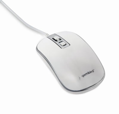 Gembird MUS-4B-06-WS Souris optique filaire, USB, 1200 DPI, blanc/argent