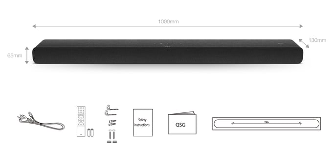 Barra de sonido TCL TS8132 con subwoofer inalámbrico - Dolby Atmos 3.1.2 - 350 W - Compatible con Chromecast-Apple AirPlay-HDMI integrado