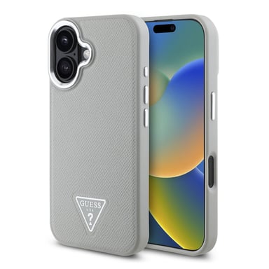 Guess Coque Grained Triangle MagSafe pour Apple iPhone 16 - Beige