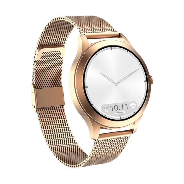 Montre Connectée FW44 2 IP68 avec Bracelet en Maille Milanaise Dorée Neuf - vue 2