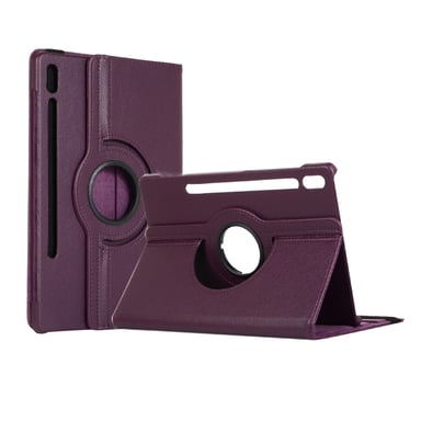 Housse Samsung Galaxy Tab S7 Plus / S8 Plus / S7 FE 12.4 pouces rotative violette - Etui Pochette violet Tab S7+ / S8+ coque protection 360 degrés