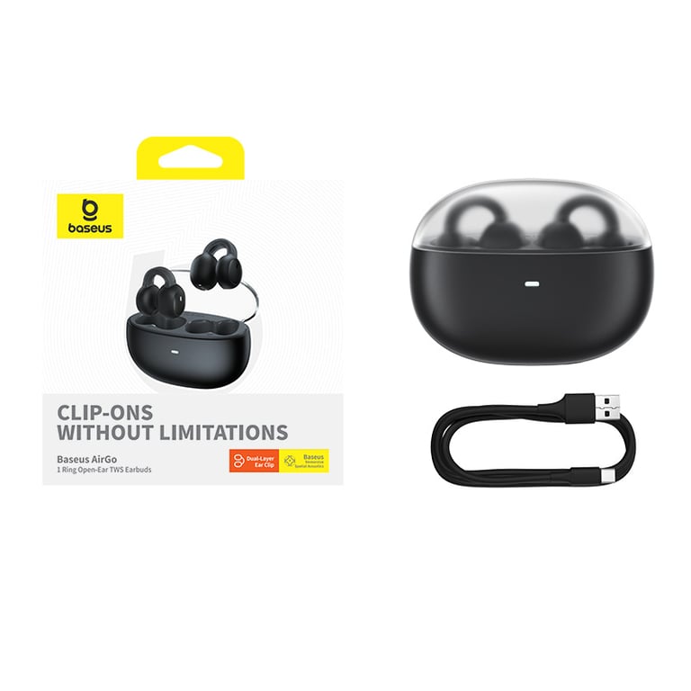 Baseus AirGo 1 Ring Open Ear TWS Earbuds Auriculares Inalámbricos Negros Neuf - vue 2