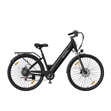 Bicicleta eléctrica Velopro C1 con batería de 36 V y 13 Ah y transmisión Shimano de 7 velocidades - negra