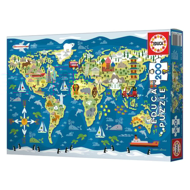 Puzzle Educatif Mappemonde de 200 Pièces Soutenez les Enfants en Difficulté Neuf - vue 2