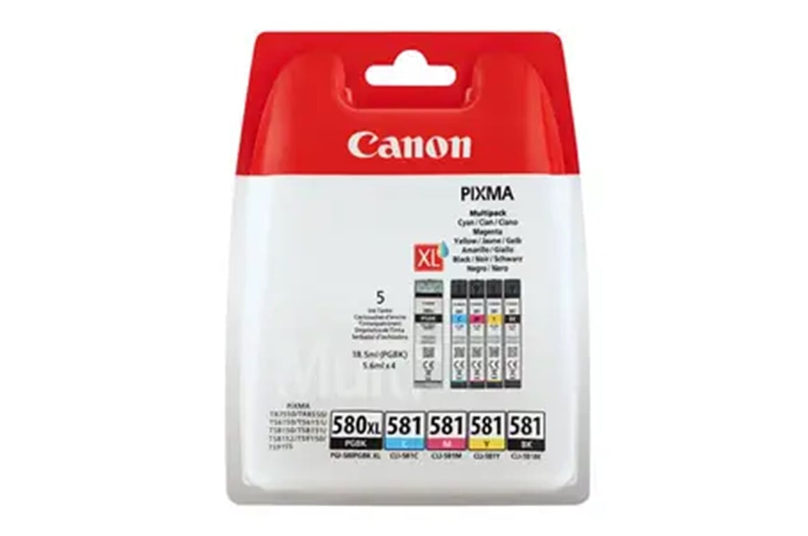 Pack de 5 cartouches d'encre Canon PK PGI580XL + CLI581 - vue 5