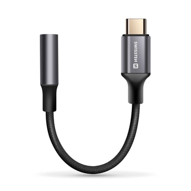 Swissten Adaptador audio USB-C-Jack 3.5mm smartphones Negro