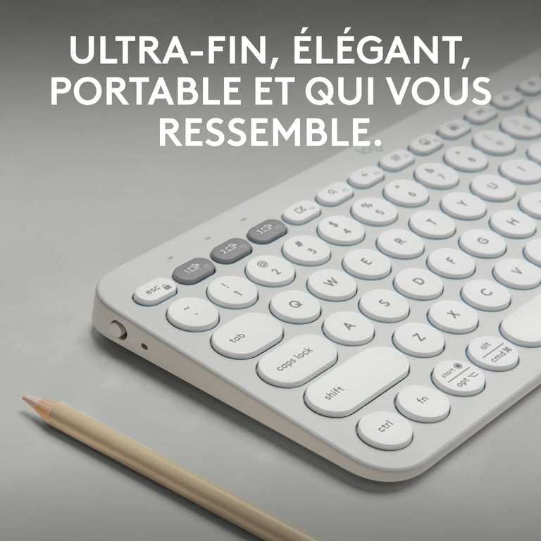 Logitech Pebble Keys 2 K380s clavier Universel RF sans fil + Bluetooth AZERTY Français Blanc - Neuf