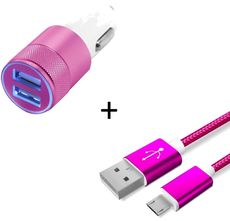 Pack Chargeur Voiture pour Manette Playstation 4 PS4 Smartphone Micro USB (Cable Metal Nylon + Doubl