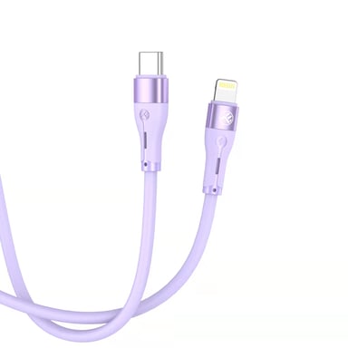 Cable Tellur de silicona de tipo C a Lightning, PD18W, 1 m, morado