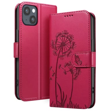 Custodia a portafoglio per iPhone 13 / 14 Premium Design Fiori Farfalla