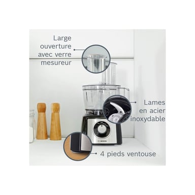 Robot multifonction Bosch MultiTalent 3 Plus MCM3PM386 900 W 2,3 L noir avec 1 L blender et plus de 50 fonctions