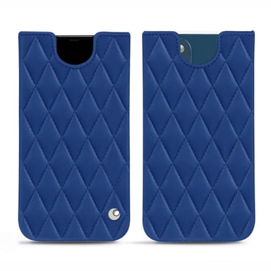 Pochette cuir Apple iPhone 14 Plus - Pochette - Bleu - Cuir lisse couture