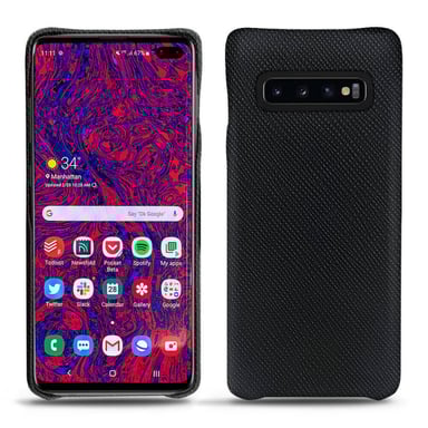 Coque cuir Samsung Galaxy S10+ -  - Noir - Cuir saffiano