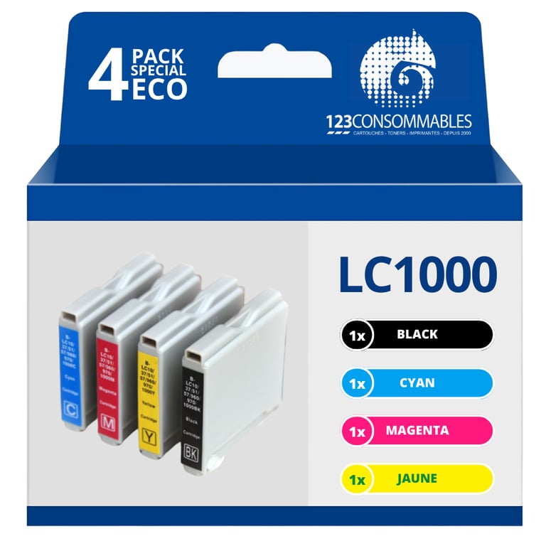 Pack compatible BROTHER LC1000 4 cartouches Neuf